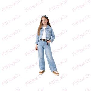 ZARA Kids CroppedDenim Jacket Light Wash with Subtle Distressed Detail Size9-10